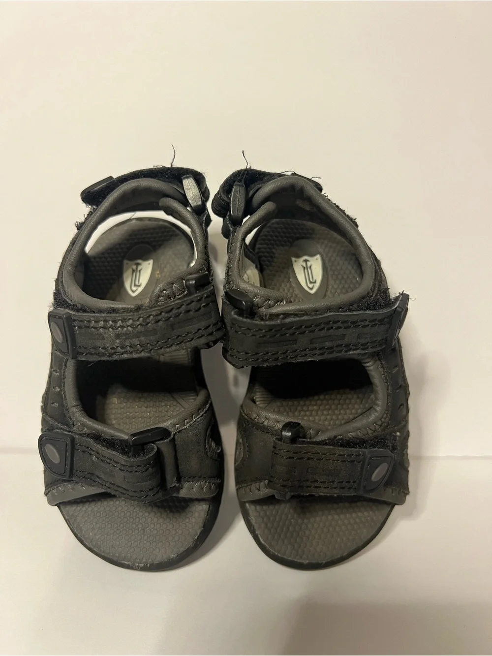 Kids Black Adjustable Outdoor Sandals with Triple Straps